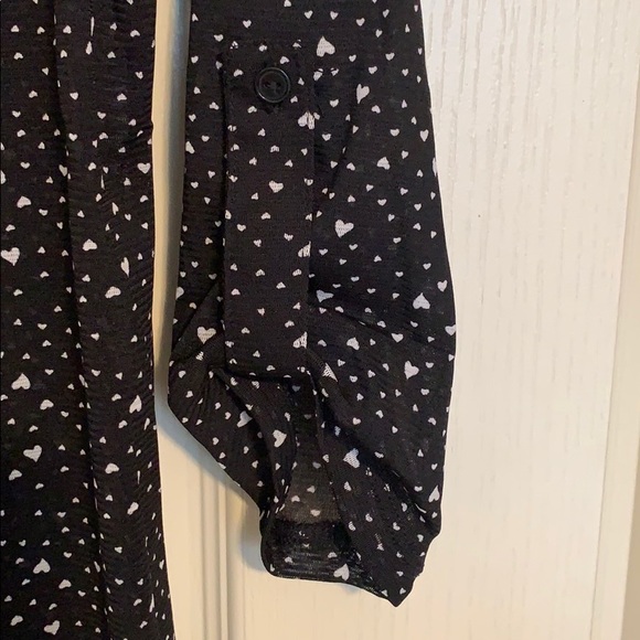 Sheer Black Heart Print Blouse - Picture 3 of 10